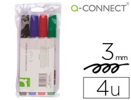 4 rotuladores pizarra blanca Q-Connect punta redonda colores surtidos